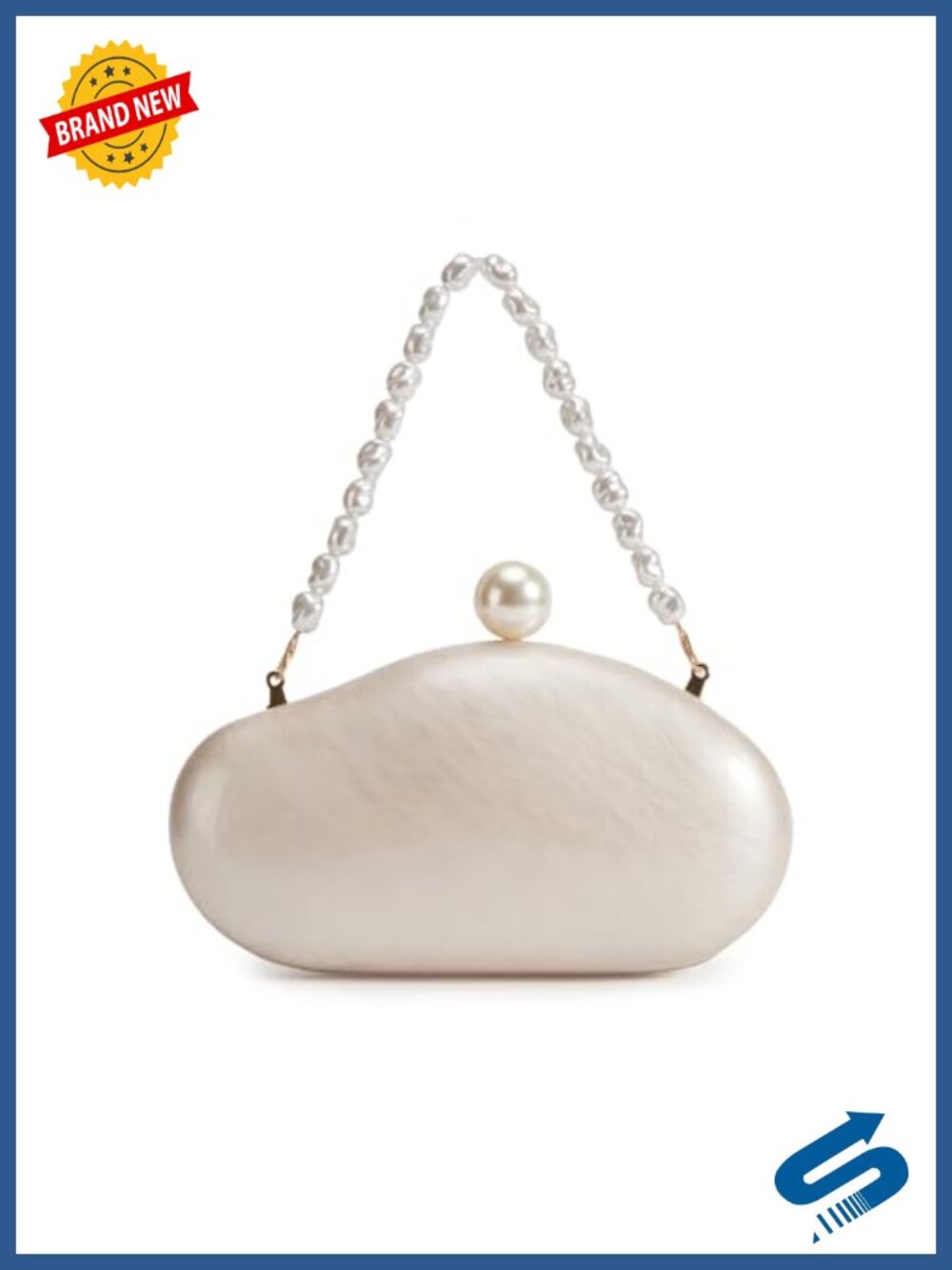 Acrylic Shell Clutch Pearl Chain Evening Bag Magnetic Crossbody